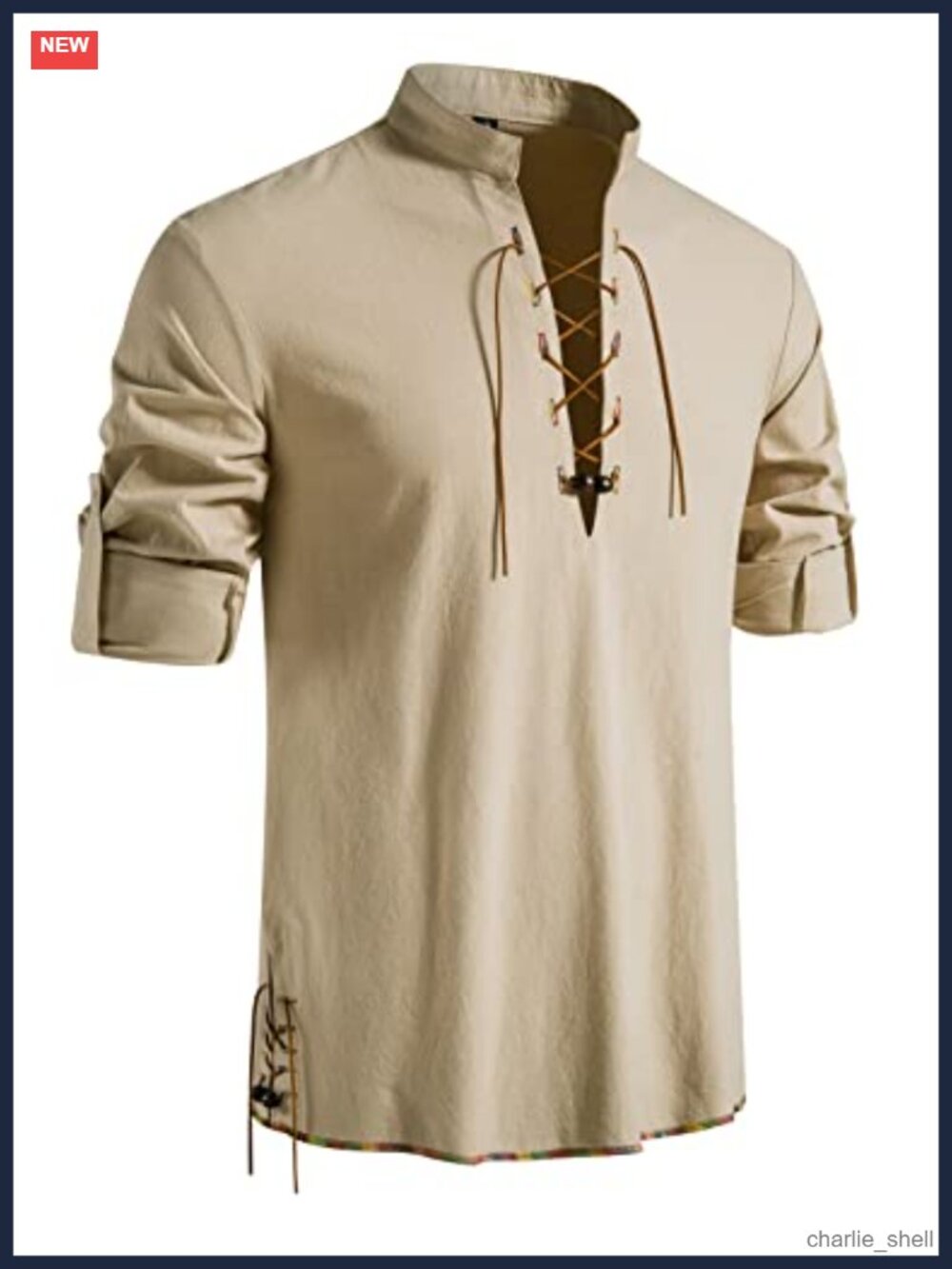 Men's Medieval Renaissance Long Sleeve Shirt 100% Cotton Vintage Cosplay